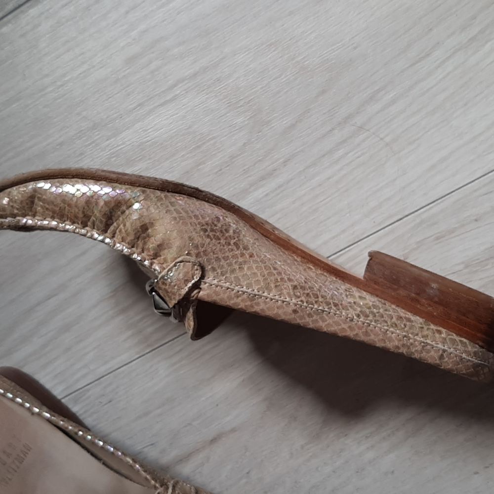 Stuart weitzman gold snake print leather slip on. 6 - Picture 9 of 10